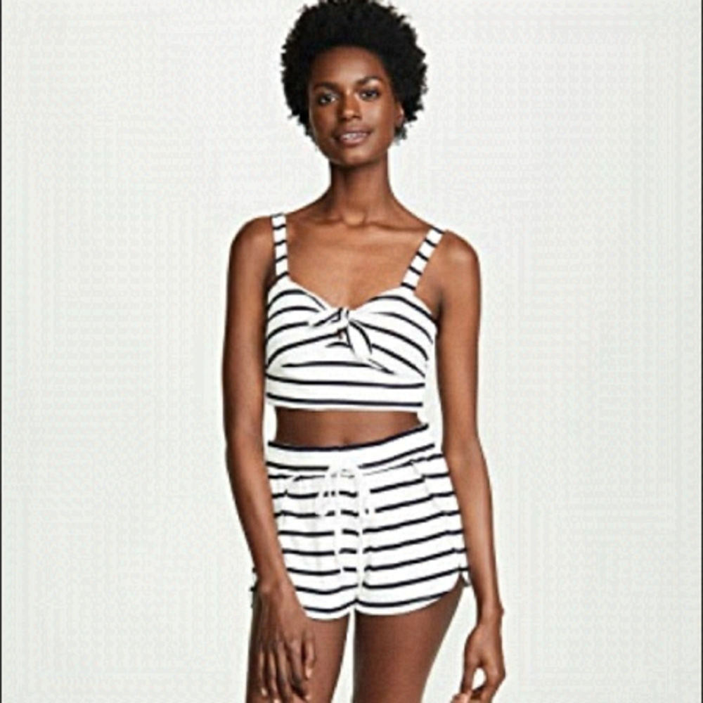 BB Dakota Striped Tie Front Crop Top
